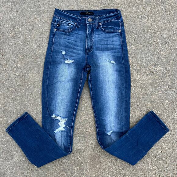 KanCan high-rise skinny jeans with distressed fronts 5/26 - Picture 1 of 5